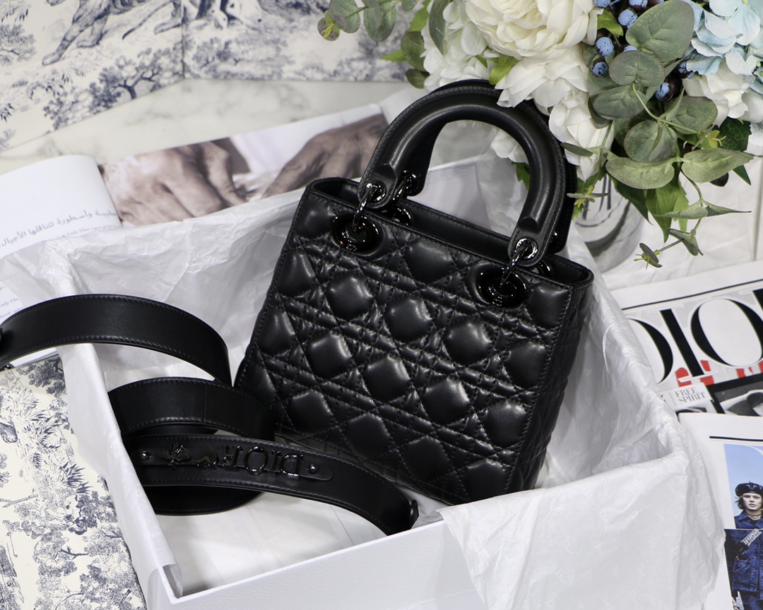 lady D*or bag-black hardware-20*16.5*8cm