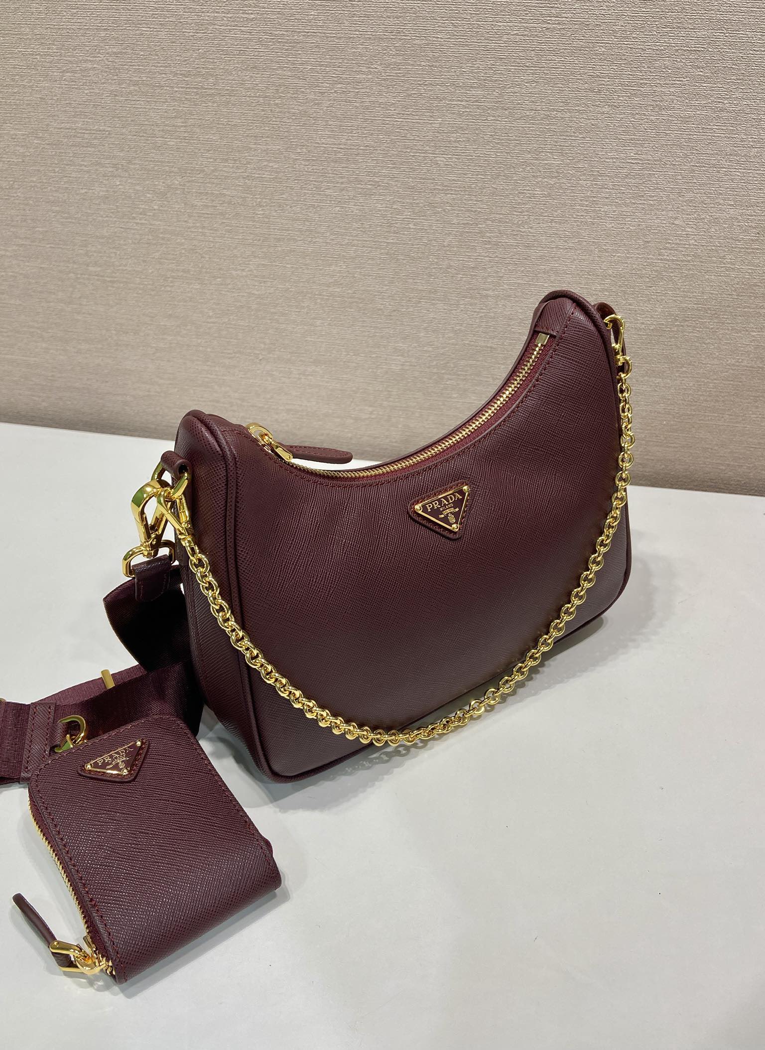 Pra*a nylon hobo bag-1bh204-22*12*6cm