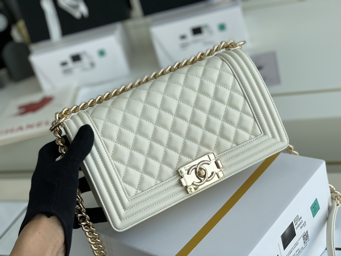 Ch@nel Boy Bag-Caviar-25CM