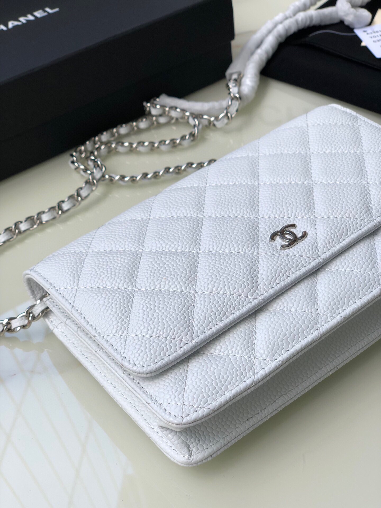 Ch@nel Wallet On Chain-Silver Hardware-19*12*3.5CM