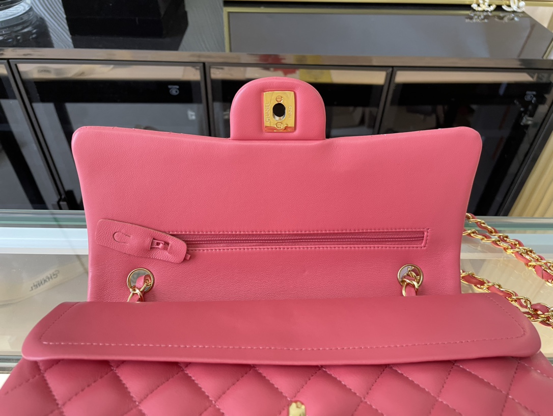 Ch@nel Flap Bag-Lambskin-Gold Hardware-25CM