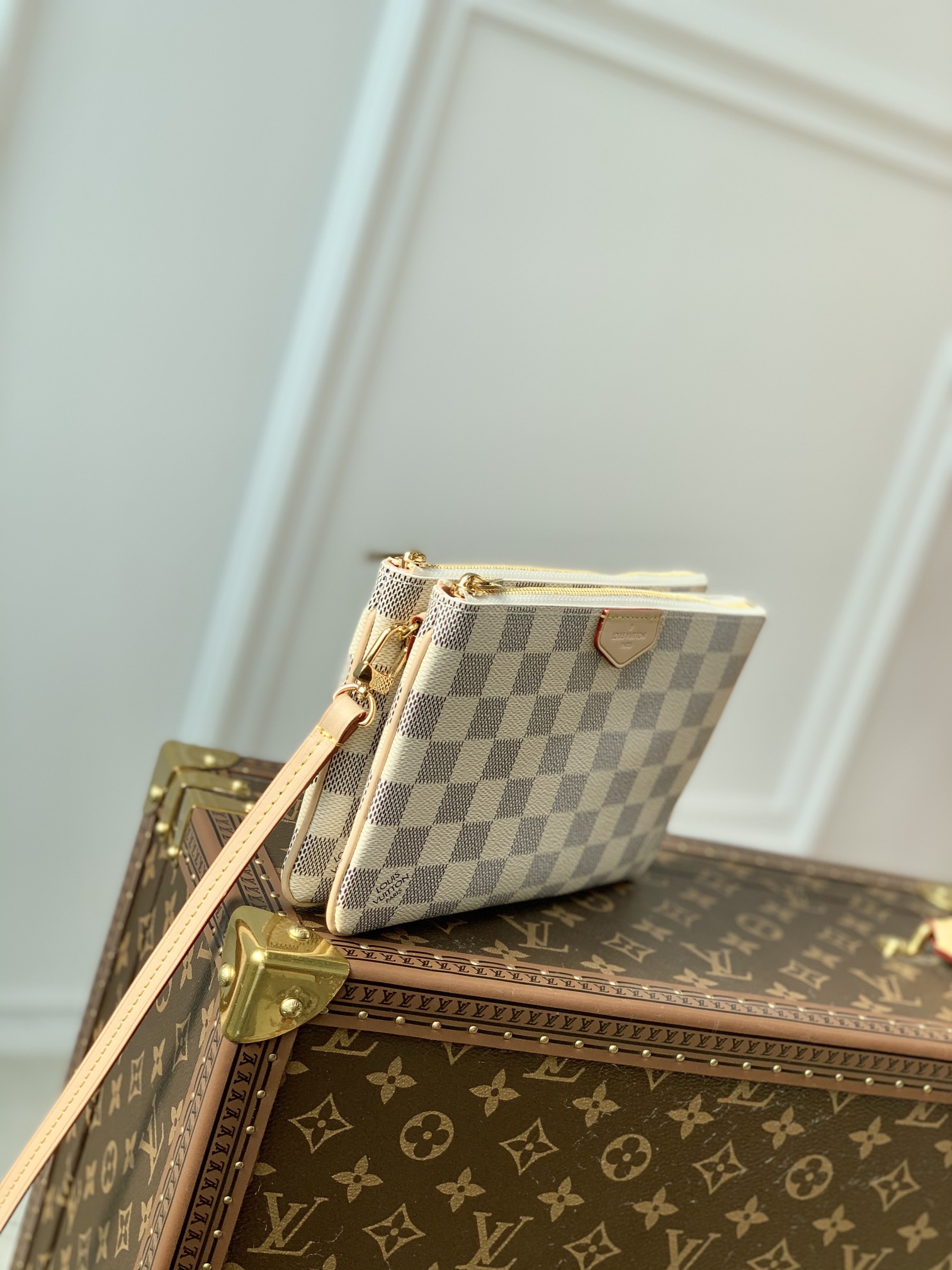 l0*is V*t0n m80084 pochette double zip bag -20*12.5*3cm