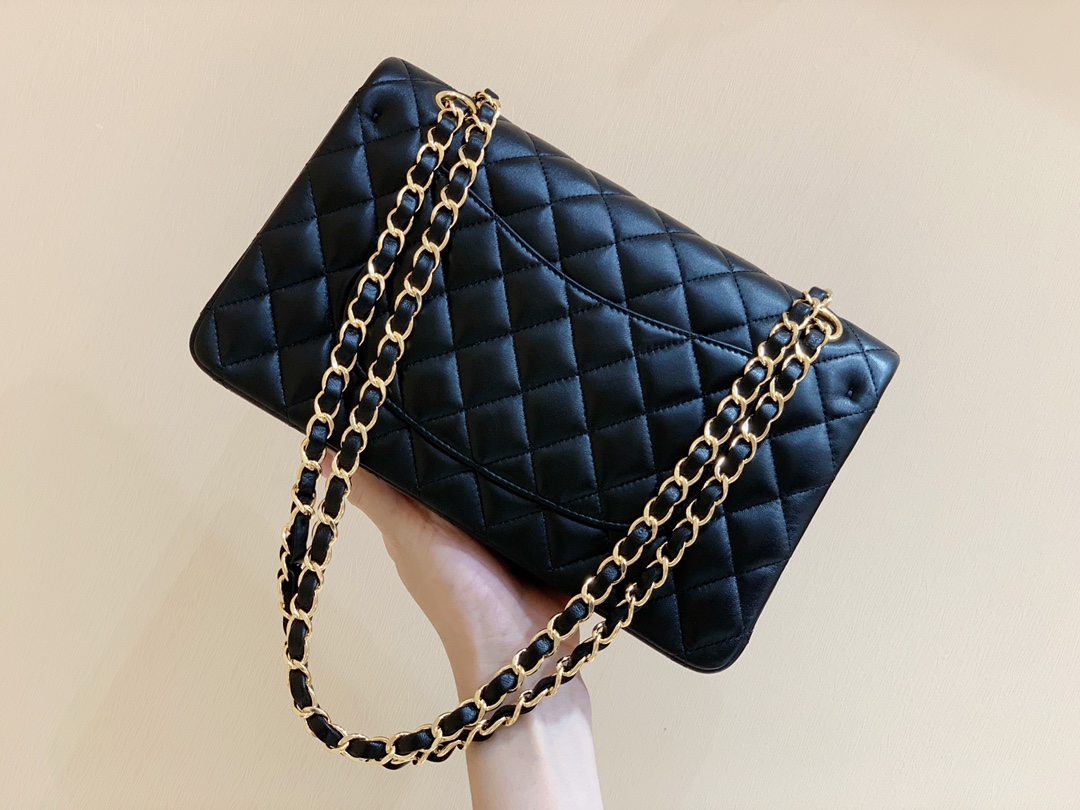 Ch@nel Flap Bag-Lambskin Leather-Gold Hardware-25CM