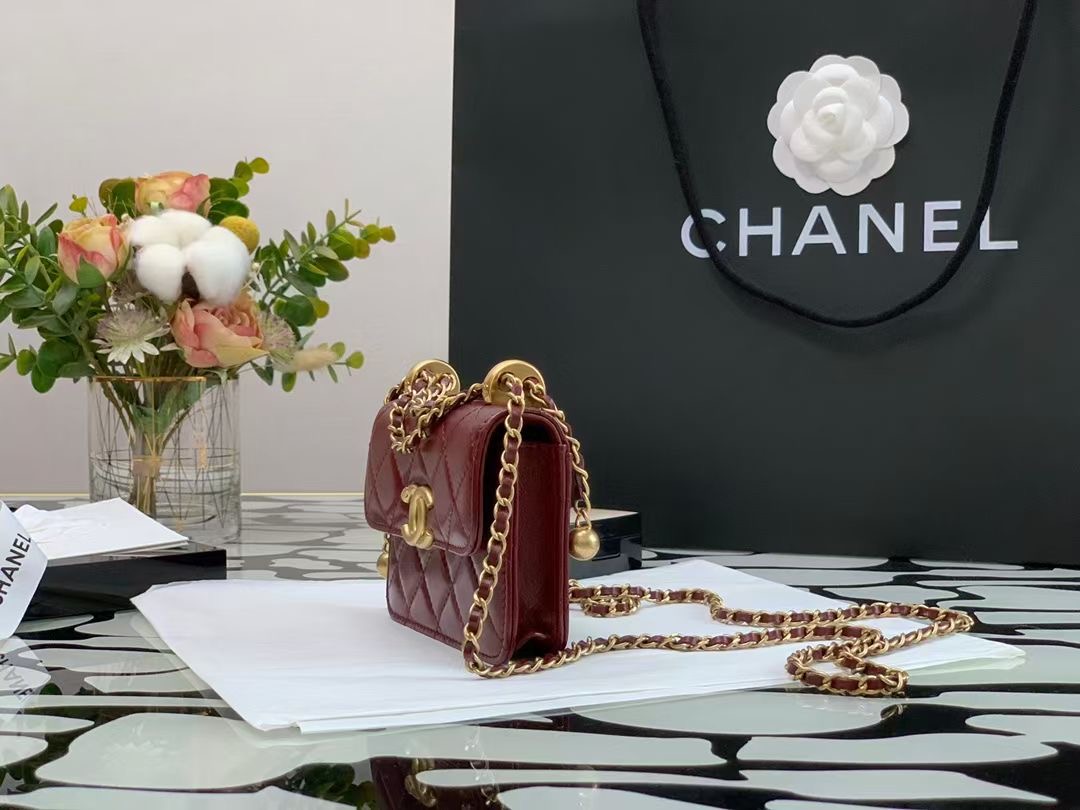 Ch@nel Quilted Pearl Crush Clutch With Chain Bag-12*9*2CM