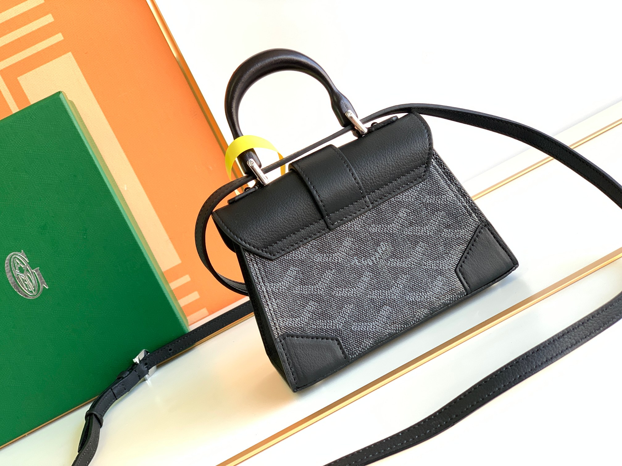 Go*ard coated canvas and leather saigon top handle bag-11.5x7x14.5cm
