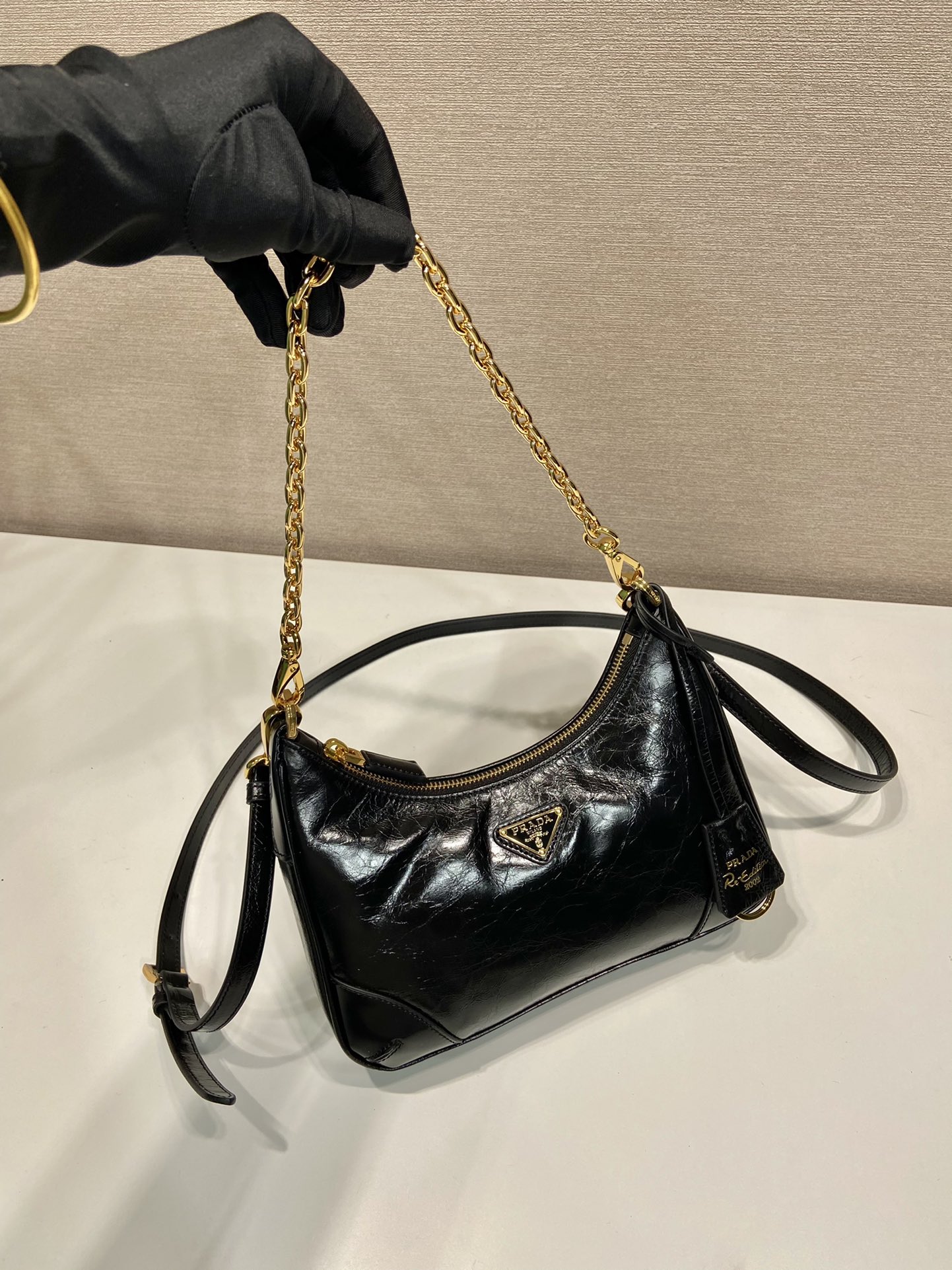 Pra*a nylon 1bc204b hobo bag-23*17*6.5cm