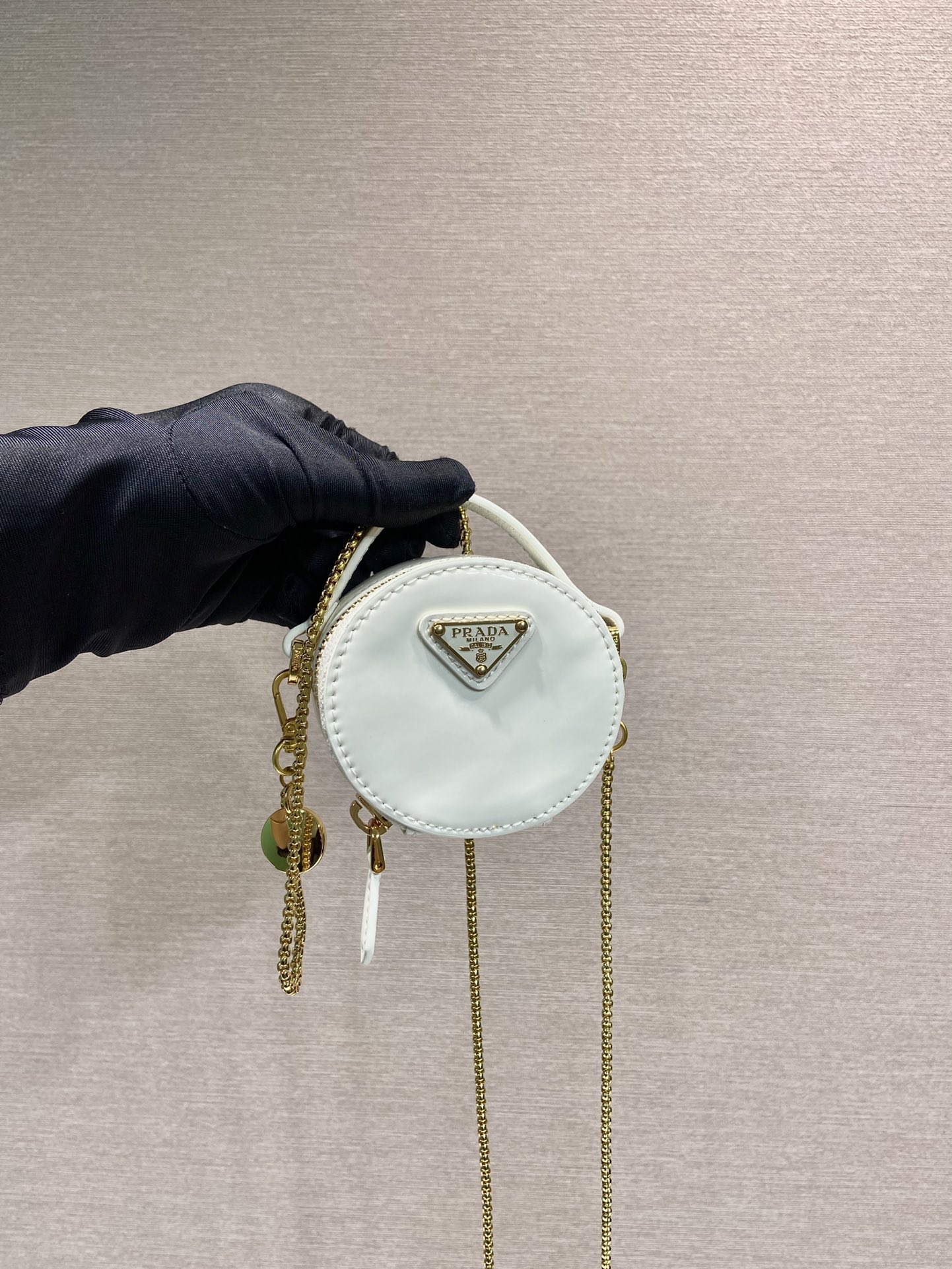Pra*a 1nr023 mini round bag-8*8*3.5cm