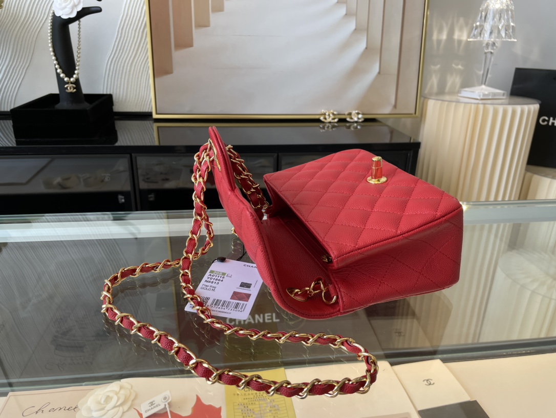 Ch@nel Flap Bag-Caviar Leather-17CM