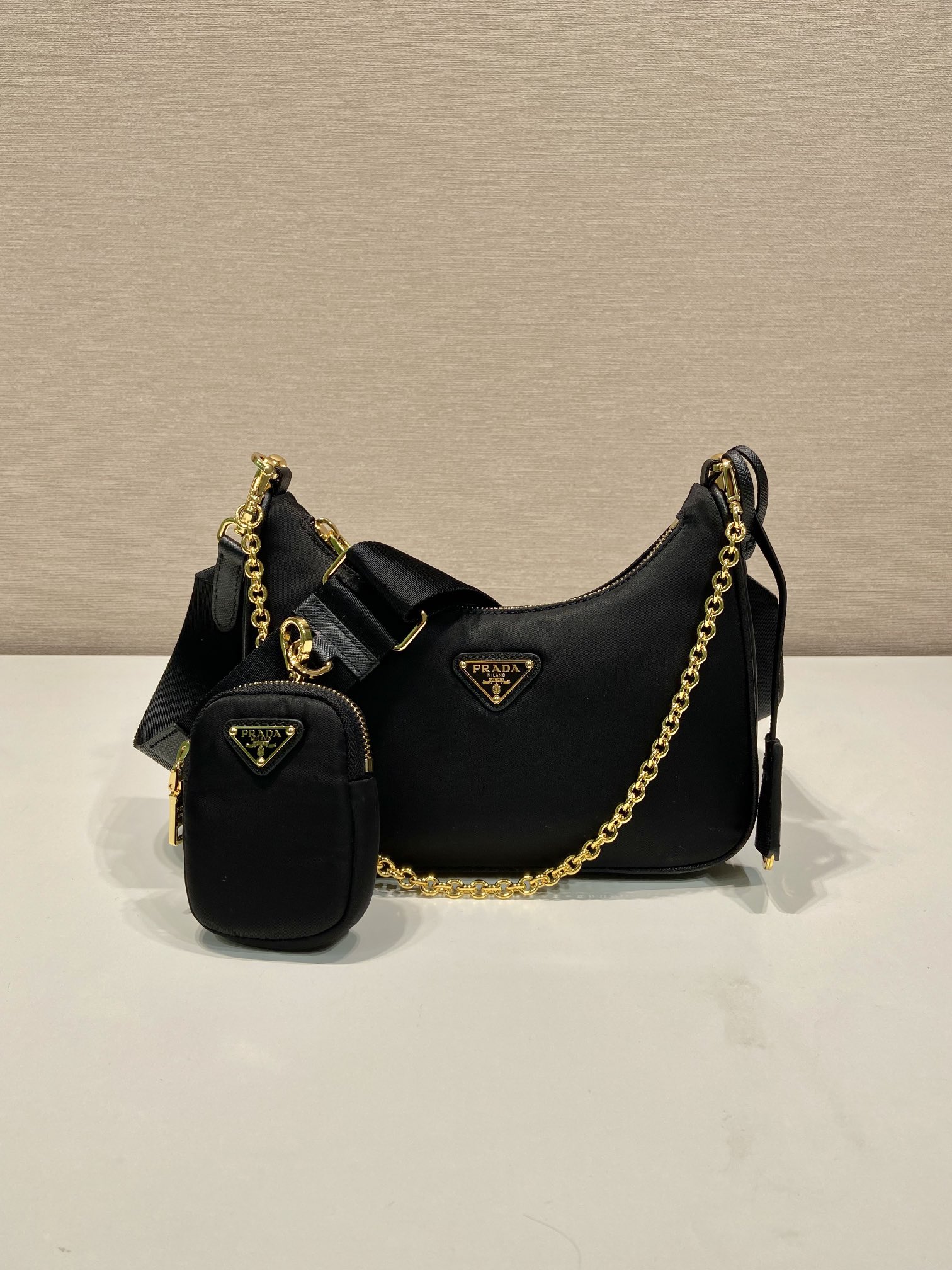 Pra*a nylon hobo bag-1bh204-22*12*6cm