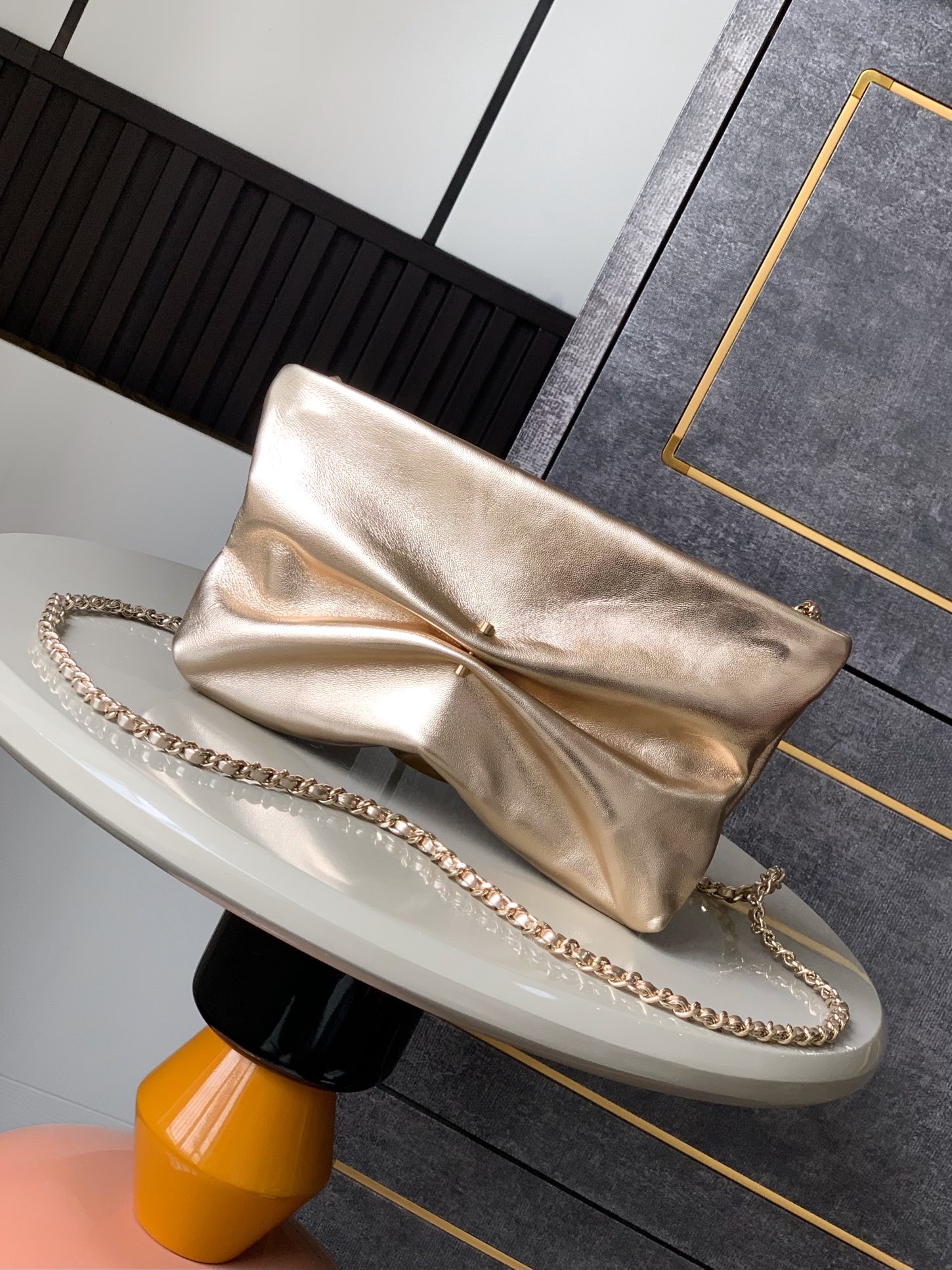 Ch@nel Clutch Bag with Chain Lambskin-14x24 x 5CM
